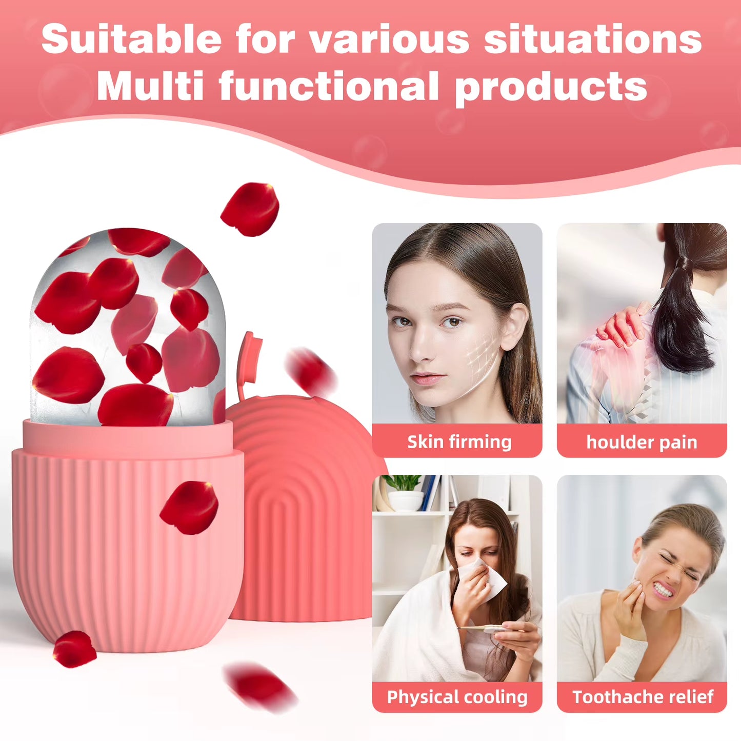 1Pc Silicone Face Ice Cube Mold for Beauty and Skin Care Silicon Face Ice Roller