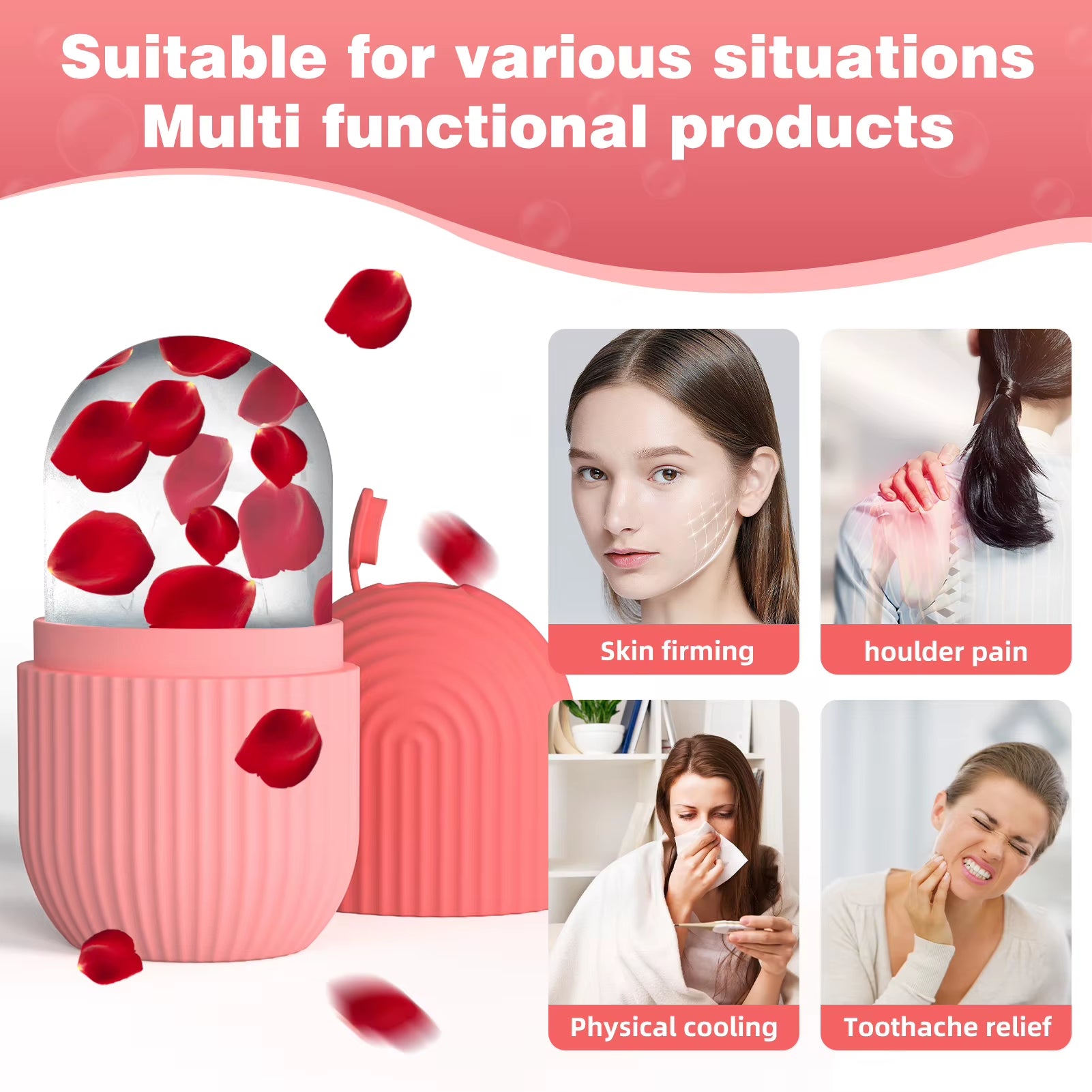 1Pc Silicone Face Ice Cube Mold for Beauty and Skin Care Silicon Face Ice Roller