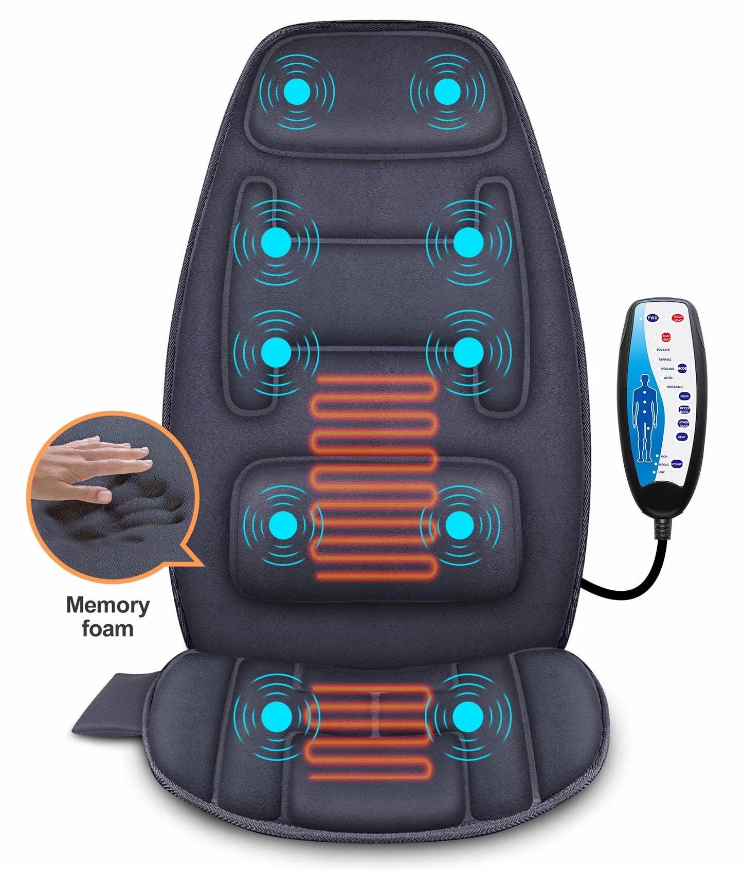 Massage Seat Cushion with 10 Vibration Motors, Back Massage Chair Pad for Back Pain Relief, Gifts