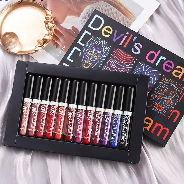 Devil’s Dream™ – 12-Color Glitter Lip Gloss & Lip Tint Kit