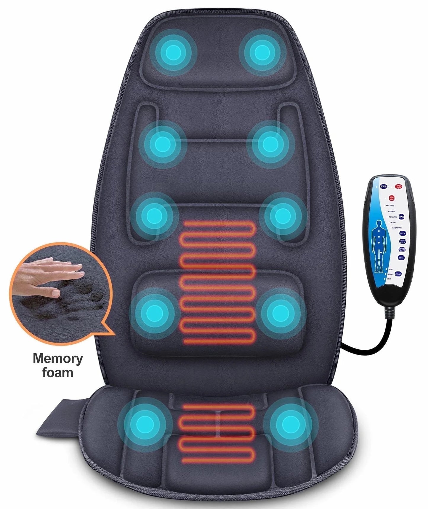 Massage Seat Cushion with 10 Vibration Motors, Back Massage Chair Pad for Back Pain Relief, Gifts